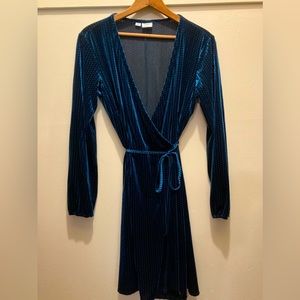 Blue Velvet Wrap Dress